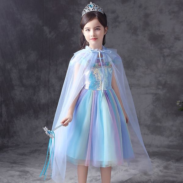 children's performance costume 2021 new aisha rainbow dress, White 
children's performance costume 2021 new aisha rainbow dress, White