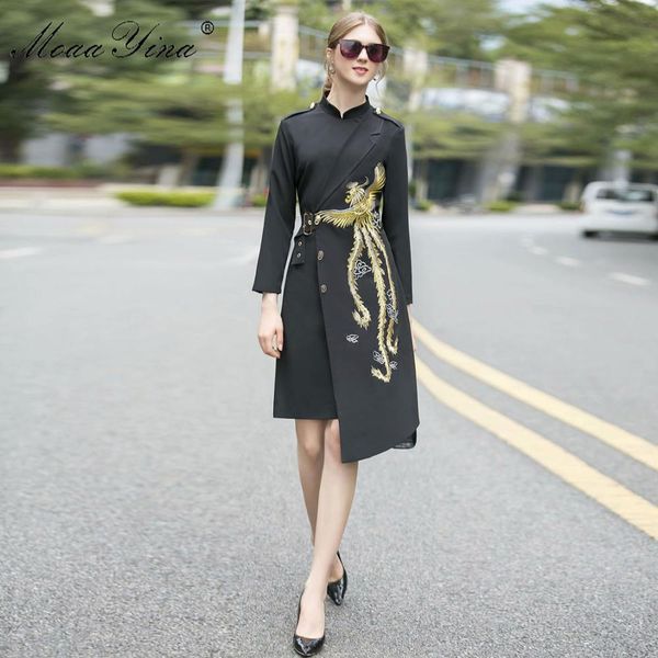 moaayina fashion designer dress spring autumn womens dress stand collar embroidery elegant asymmetrical dresses, Black;gray
moaayina fashion designer dress spring autumn womens dress stand collar embroidery elegant asymmetrical dresses, Black;gray