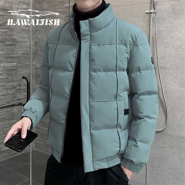 hawaifish brand parka men autumn and winter casual men's cotton-padded clothes stand-up collar jacket 211110, Black 
hawaifish brand parka men autumn and winter casual men's cotton-padded clothes stand-up collar jacket 211110, Black