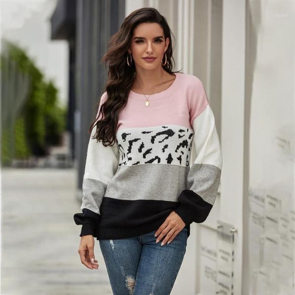 explosive women's sweater round neck long-sleeved pullover leopard pattern stitching loose onepiece urban casual sweaters, White;black
explosive women's sweater round neck long-sleeved pullover leopard pattern stitching loose onepiece urban casual sweaters, White;black