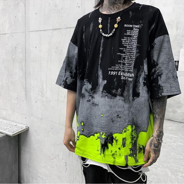 tie dye oversized tshirts summer mens short sleeve loose style black white couple tees, White;black
tie dye oversized tshirts summer mens short sleeve loose style black white couple tees, White;black