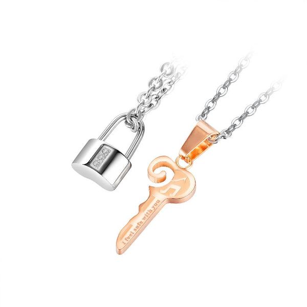 one pair titanium steel couple necklace wild lock love key men and women lover pendant necklae i feel safe with you chains, Silver
one pair titanium steel couple necklace wild lock love key men and women lover pendant necklae i feel safe with you chains, Silver