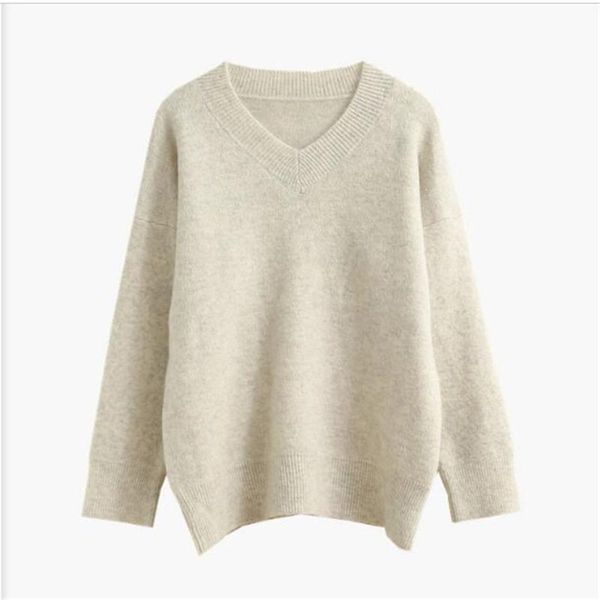 women's sweaters women v-neck solid long sleeve sheep wool pullovers temperament commuter elegant casual loose cashmere sweater, White;black
women's sweaters women v-neck solid long sleeve sheep wool pullovers temperament commuter elegant casual loose cashmere sweater, White;black