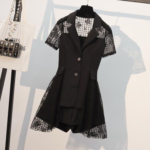 women's tracksuits plus size sets for women summer elegant two piece office ladies irregular lace patchwork blazer and shorts suit, Gray
women's tracksuits plus size sets for women summer elegant two piece office ladies irregular lace patchwork blazer and shorts suit, Gray