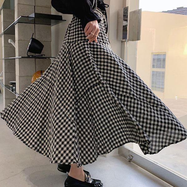 skirt elegant vintage check jupe longue femme midi women's skirts spring dresses, Black
skirt elegant vintage check jupe longue femme midi women's skirts spring dresses, Black