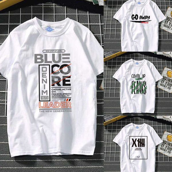 summer student trend english letters fashion short sleeve cotton t-shirt men's 200g crew neck, White;black
summer student trend english letters fashion short sleeve cotton t-shirt men's 200g crew neck, White;black