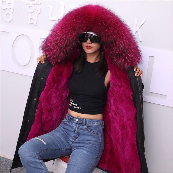 women's fur & faux jacket denim natural lining ladies women winter warm cotton coat, Black
women's fur & faux jacket denim natural lining ladies women winter warm cotton coat, Black