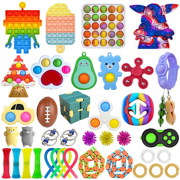 push bubble fidget toys set anti stress strings relief adults children sensory squishy anti-stress toy packed birthday party gifts