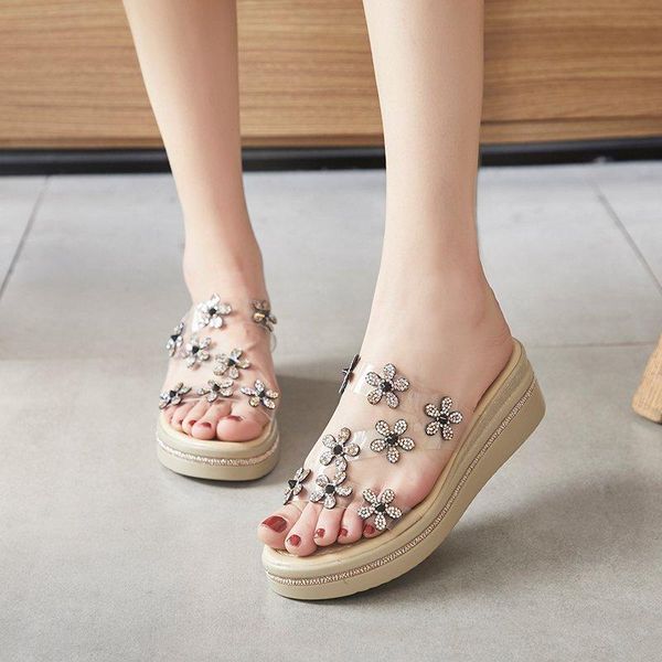 slippers wedge sandals women crystal transparent pvc shoes summer concise open toe slides zapatillas mujer, Black
slippers wedge sandals women crystal transparent pvc shoes summer concise open toe slides zapatillas mujer, Black