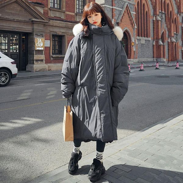 women's wool & blends winter down coat long big size thick solid color hooded fur collar padded lengthened simple fashion loose jacket, Black
women's wool & blends winter down coat long big size thick solid color hooded fur collar padded lengthened simple fashion loose jacket, Black