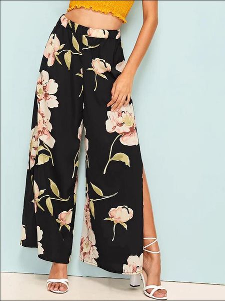 women's pants & capris 2021 style split loose fashion floral print casual chiffon pant ladies summer beach trouser, Black;white
women's pants & capris 2021 style split loose fashion floral print casual chiffon pant ladies summer beach trouser, Black;white
