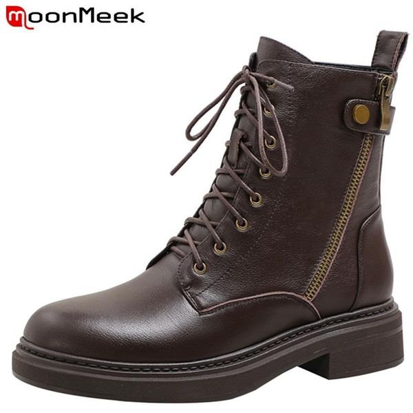 boots moonmeek arrival cow leather shoes zipper lace up ankle buckle square heels female winter retro simple hand made, Black
boots moonmeek arrival cow leather shoes zipper lace up ankle buckle square heels female winter retro simple hand made, Black
