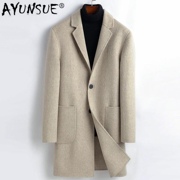 men's wool & blends ayunsue coat men double-sided long jacket alpaca cashmere plus size korean mens coats and jackets 1819-9904-03 kj, Black
men's wool & blends ayunsue coat men double-sided long jacket alpaca cashmere plus size korean mens coats and jackets 1819-9904-03 kj, Black