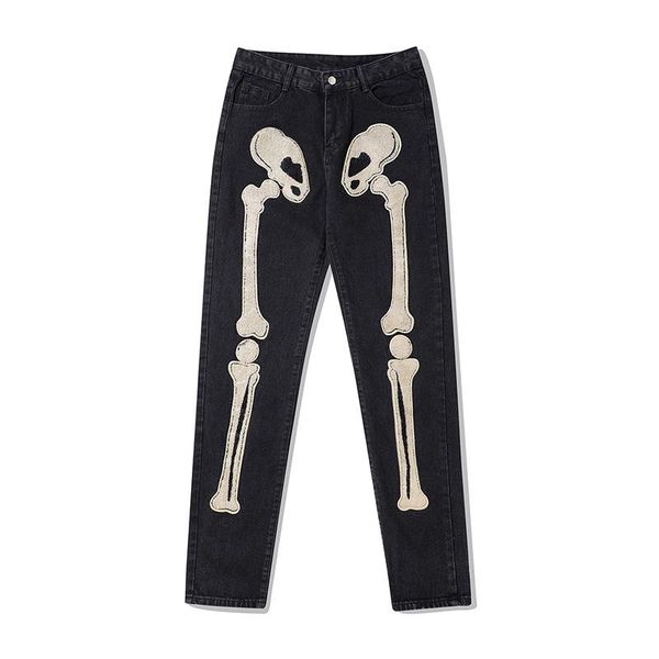 men's jeans bone towel embroidery straight ripped mens pants vibe style retro streetwear oversize casual loose denim trousers, Blue
men's jeans bone towel embroidery straight ripped mens pants vibe style retro streetwear oversize casual loose denim trousers, Blue