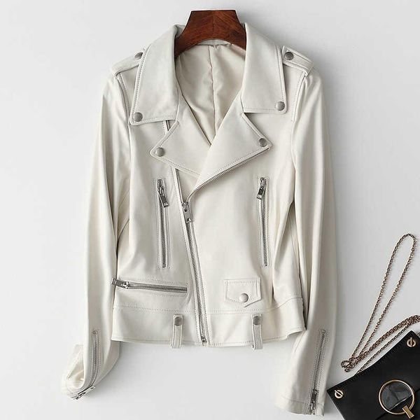 women's leather & faux genuine jacket sheepskin coat 2021 real women motorcycle casual fashion korean spring autumn top, Black
women's leather & faux genuine jacket sheepskin coat 2021 real women motorcycle casual fashion korean spring autumn top, Black