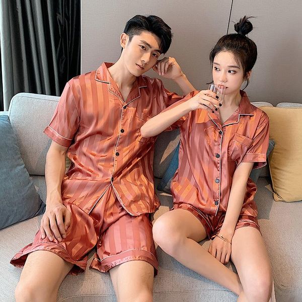 summer homewear couple 's pajamas set short sleeve satin silk thin plus size loose men women two piece suit casual men's sleepwea, Black;brown
summer homewear couple 's pajamas set short sleeve satin silk thin plus size loose men women two piece suit casual men's sleepwea, Black;brown