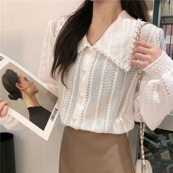 women's blouses & shirts women 2021 spring summer fashion long-sleeved female lace loose ladies solid color single breasted j139, White
women's blouses & shirts women 2021 spring summer fashion long-sleeved female lace loose ladies solid color single breasted j139, White