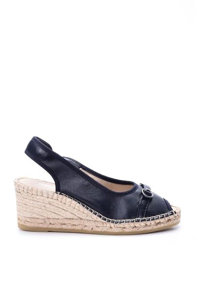 derimod genuine leather navy blue women sandals, Black