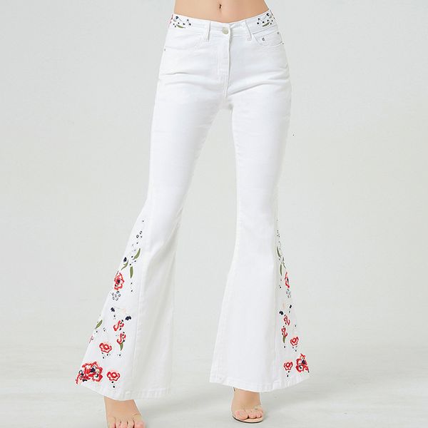 jean women drawing flare jeans embroidered flower wide leg initialization pants cut high waist denim female thin lower bell size, Blue
jean women drawing flare jeans embroidered flower wide leg initialization pants cut high waist denim female thin lower bell size, Blue