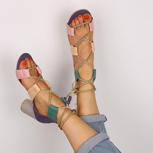 fashion trend explosion style multi-color stitching personality lace-up thick-heeled high-heeled ladies big size sandals dress shoes, Black
fashion trend explosion style multi-color stitching personality lace-up thick-heeled high-heeled ladies big size sandals dress shoes, Black