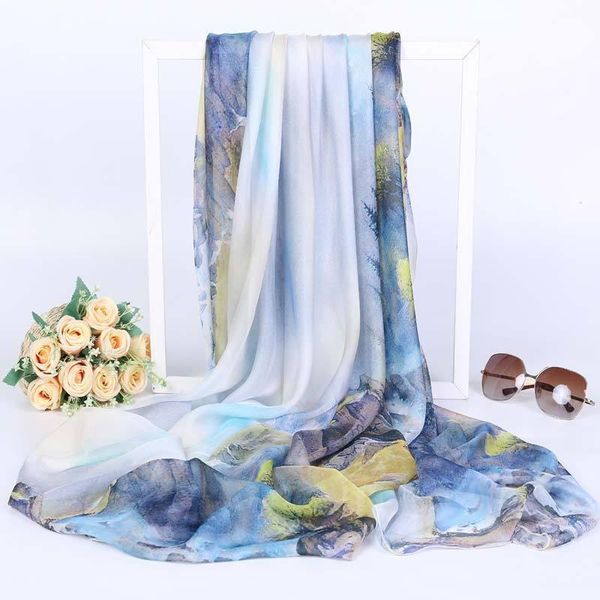 scarves summer imitation silk print scarf sunshade hundred tie woman adornment travel shawl beach towel, Blue;gray
scarves summer imitation silk print scarf sunshade hundred tie woman adornment travel shawl beach towel, Blue;gray