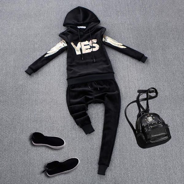 women's two piece pants european 2021 autumn fashion suit velvet hoodie side stripe set, sequins letters casual two-piece, White
women's two piece pants european 2021 autumn fashion suit velvet hoodie side stripe set, sequins letters casual two-piece, White