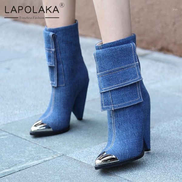 boots lapolaka 2021 arrivals pointed toe spike heel zipper metal decoration denim women great quality shoes ladies booties1, Black
boots lapolaka 2021 arrivals pointed toe spike heel zipper metal decoration denim women great quality shoes ladies booties1, Black