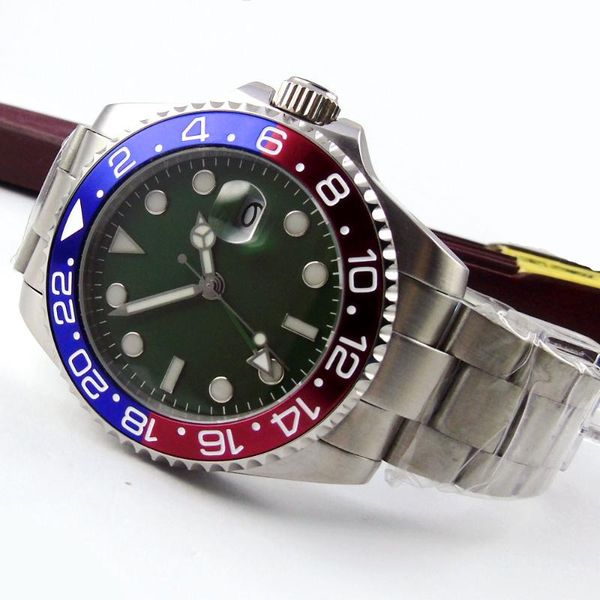 wristwatches 40mm green sterile dial automatic men's wristwatch steel insert bezel date mechanical gmt oyster strap sapphire glass depl, Slivery;brown
wristwatches 40mm green sterile dial automatic men's wristwatch steel insert bezel date mechanical gmt oyster strap sapphire glass depl, Slivery;brown