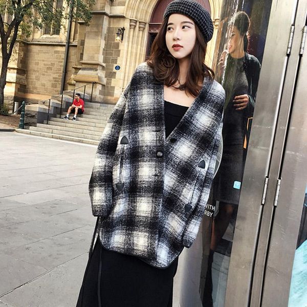 women's wool & blends 2021 spring autumn plaid irregular coats women large size leisure loose long sleeve woolen coat cc982, Black
women's wool & blends 2021 spring autumn plaid irregular coats women large size leisure loose long sleeve woolen coat cc982, Black
