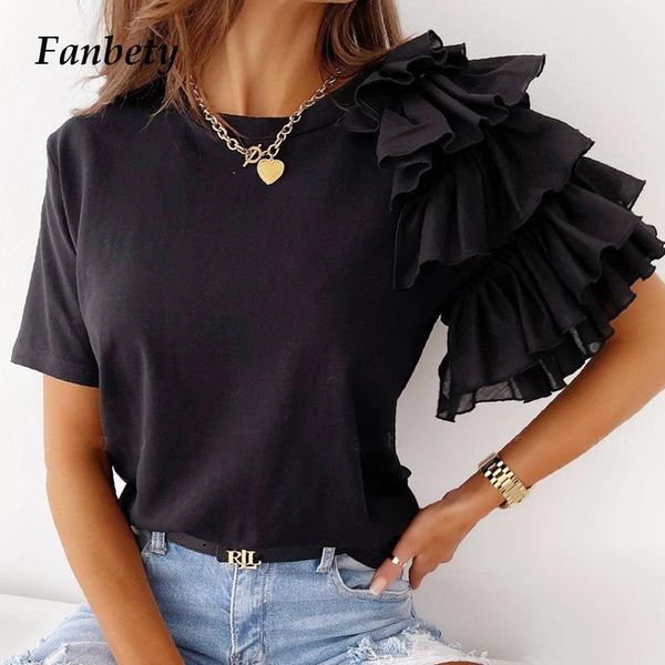 women's blouses & shirts elegant chic one-shoulder layered ruffle summer office lady casual solid women fashion o neck short sleeve blu, White
women's blouses & shirts elegant chic one-shoulder layered ruffle summer office lady casual solid women fashion o neck short sleeve blu, White