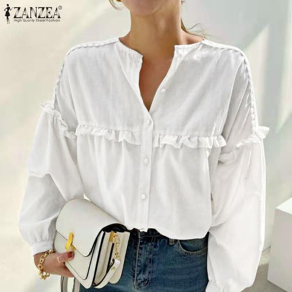 blouses elegant ruffle shirts women's blouse 2021 spring flounce female button down tunic plus size chemise 5xl, White
blouses elegant ruffle shirts women's blouse 2021 spring flounce female button down tunic plus size chemise 5xl, White