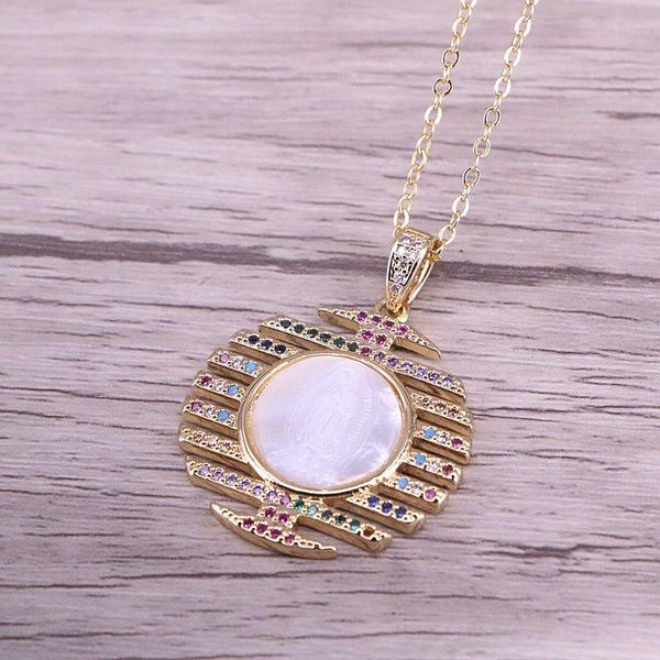 pendant necklaces 6pcs, gold color cz micro pave virgin of jesus crystal zirconia religious jewelry mother pearl shell necklace, Silver
pendant necklaces 6pcs, gold color cz micro pave virgin of jesus crystal zirconia religious jewelry mother pearl shell necklace, Silver