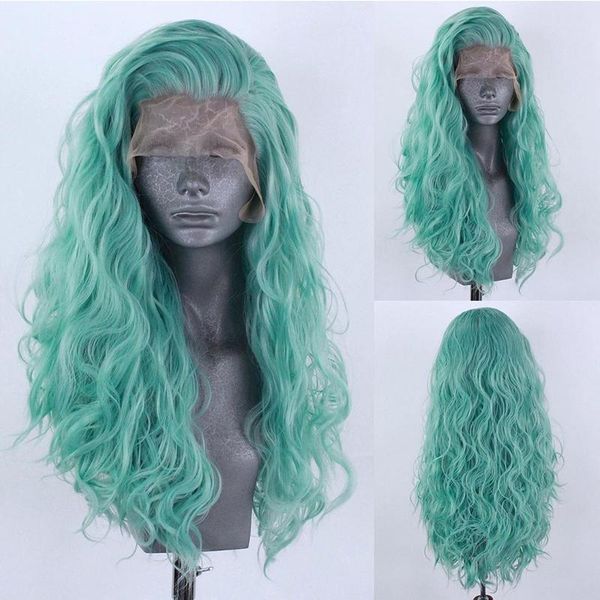 synthetic wigs green color body wave lace front for women heat resistant fiber hair half hand tied glueless, Black
synthetic wigs green color body wave lace front for women heat resistant fiber hair half hand tied glueless, Black