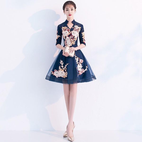 office lady elegant v-neck formal party gown exquisite floral embroidery banquet dress navy blue temperament novelty cheongsam ethnic clothi, Red
office lady elegant v-neck formal party gown exquisite floral embroidery banquet dress navy blue temperament novelty cheongsam ethnic clothi, Red