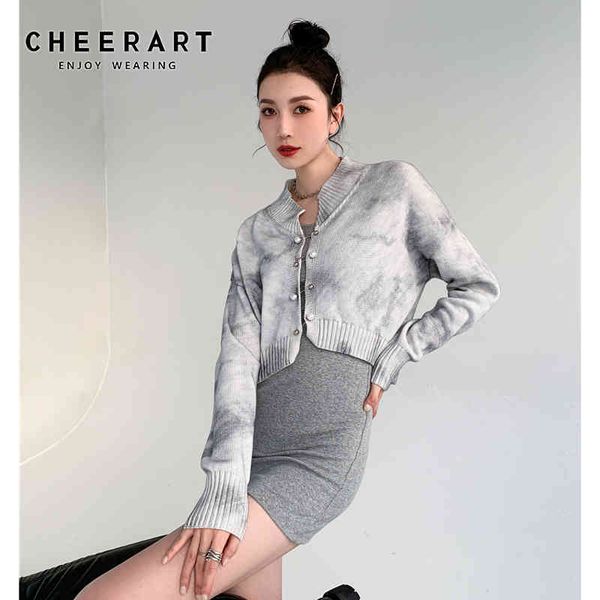 tie dye grey pin cardigan women sweater cropped knitted long sleeve autumn winter high fashion 210427, White;black
tie dye grey pin cardigan women sweater cropped knitted long sleeve autumn winter high fashion 210427, White;black