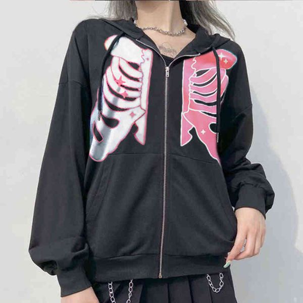 gothic skeleton sweatshirt women long sleeve fleece thicken hooded jacket girls korean style streetwear harajuku zipper hoodies, Blue;black
gothic skeleton sweatshirt women long sleeve fleece thicken hooded jacket girls korean style streetwear harajuku zipper hoodies, Blue;black