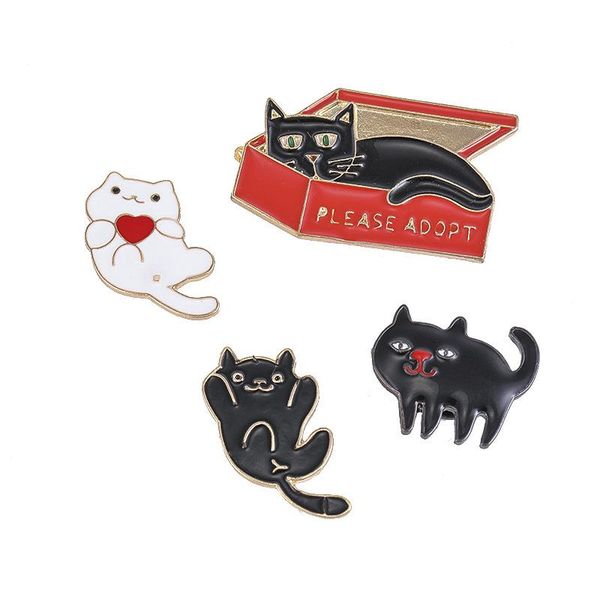 pins, brooches hoseng 4pcs/lot wholesale cartoon white black little cat animals brooch elegant women men luxury enamel pin jewelry hs_791, Gray
pins, brooches hoseng 4pcs/lot wholesale cartoon white black little cat animals brooch elegant women men luxury enamel pin jewelry hs_791, Gray