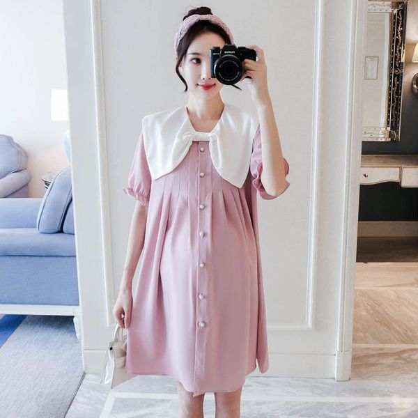 228# maternity dress summer short sleeves button open pink loose stylish pregnant women mom dresses, White
228# maternity dress summer short sleeves button open pink loose stylish pregnant women mom dresses, White