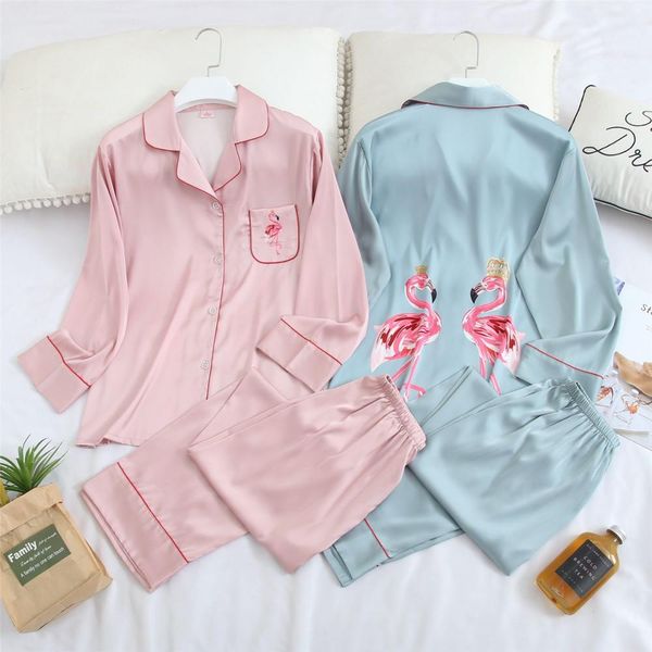 flamingo printed sleepwear suit spring autumn rayon silk long sleeve pant homewear nightwear pajamas pyjama set, Black;red
flamingo printed sleepwear suit spring autumn rayon silk long sleeve pant homewear nightwear pajamas pyjama set, Black;red