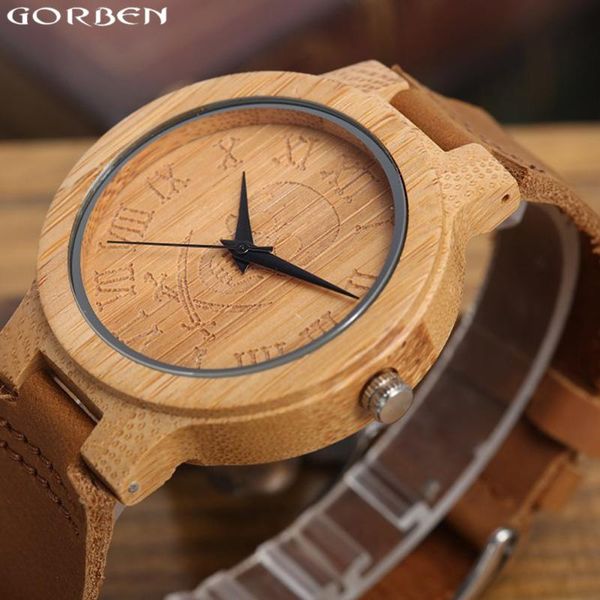 wristwatches natural bamboo wood watches men skull engraved carved pirate roman numerals analog quartz male casual clock reloj, Slivery;brown 
wristwatches natural bamboo wood watches men skull engraved carved pirate roman numerals analog quartz male casual clock reloj, Slivery;brown