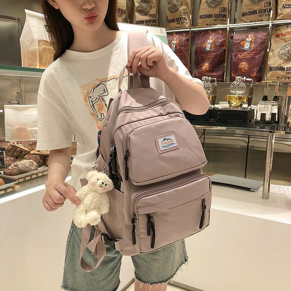 backpack college style small fresh double pocket zipper labeling pure color student schoolbag female literary fan wild fashion
backpack college style small fresh double pocket zipper labeling pure color student schoolbag female literary fan wild fashion