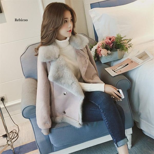 women's fur & faux short plush coat suede locomotive push cotton jacket one lamb hair women 2021 autumn winter, Black
women's fur & faux short plush coat suede locomotive push cotton jacket one lamb hair women 2021 autumn winter, Black