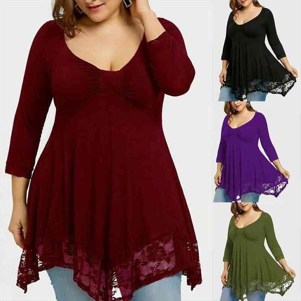 plus size irregular lace patchwork womens dress long sleeve tunic plain t-shirt, Black;gray
plus size irregular lace patchwork womens dress long sleeve tunic plain t-shirt, Black;gray