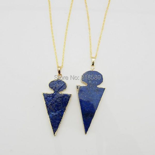 pendant necklaces n011ppa02041g blue lapis lazuli stone arrowhead necklace 24k gold electroplated edges, Silver
pendant necklaces n011ppa02041g blue lapis lazuli stone arrowhead necklace 24k gold electroplated edges, Silver