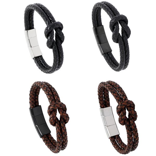 tennis fashion knot weave leather bracelets with three section adjustable clasp black brown retro bangles stainless steel clasps, Golden;silver
tennis fashion knot weave leather bracelets with three section adjustable clasp black brown retro bangles stainless steel clasps, Golden;silver