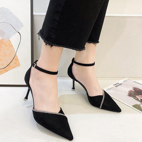 sandals 2021 spring all-match women's shoes suede hollow one-word buckle single pointed high heels stiletto fairy style, Black
sandals 2021 spring all-match women's shoes suede hollow one-word buckle single pointed high heels stiletto fairy style, Black