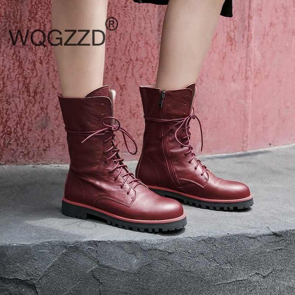 boots bottes femme motorcycle women's winter shoes genuine leather catwalk british school round toe lace up mid-calf, Black
boots bottes femme motorcycle women's winter shoes genuine leather catwalk british school round toe lace up mid-calf, Black