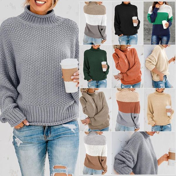 women's sweaters winter turtleneck sweater women color-blocking bat long-sleeved pullover for, White;black
women's sweaters winter turtleneck sweater women color-blocking bat long-sleeved pullover for, White;black