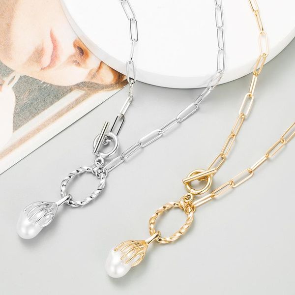 chains punk trendy pearl necklace pendants luxury colar feminino gold plated christmas gift korean accessories drop, Silver
chains punk trendy pearl necklace pendants luxury colar feminino gold plated christmas gift korean accessories drop, Silver