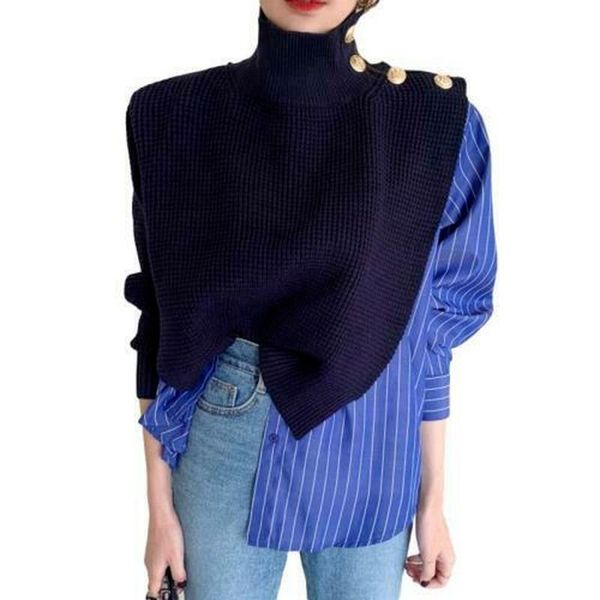 women's sweaters oeing chic womens patchwork striped knitted high neck sweater puff sleeve blouse, White;black
women's sweaters oeing chic womens patchwork striped knitted high neck sweater puff sleeve blouse, White;black